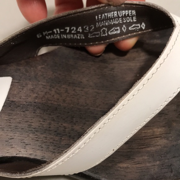 Vintage Candies White Leather-Wooden platform -flip flop Size 6 - FUN -Unique! - Picture 3 of 14